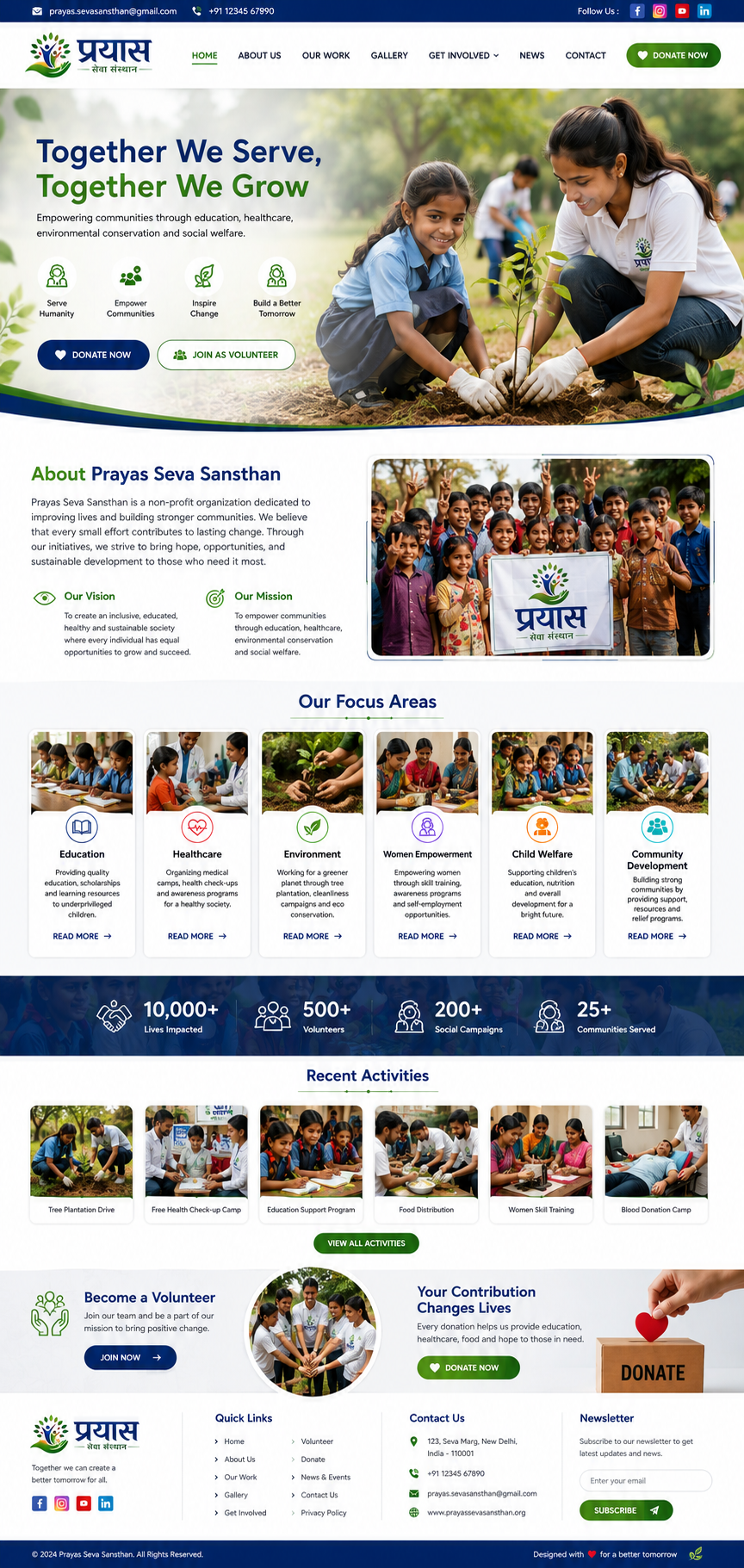 Prayas Seva Sansthan Website
